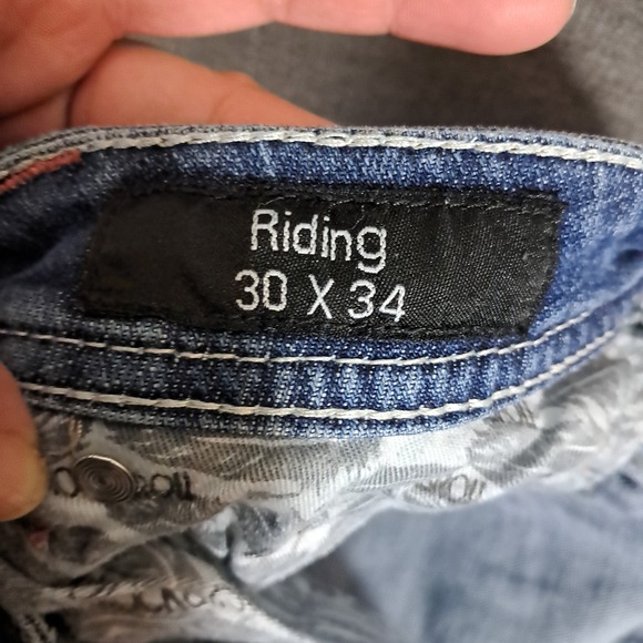 Rock & Roll Cowgirl Jeans Riding 30x28 Boot Western Stone Wash Embroidered Rodeo - Picture 8 of 15